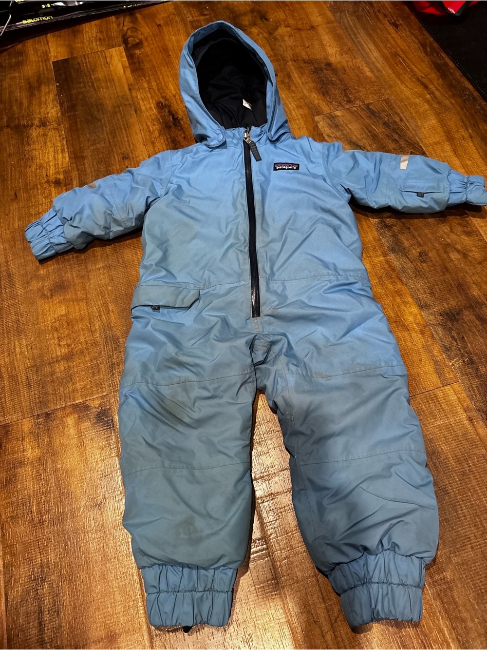 Patagonia Light Blue Kids Snowsuit One-Piece Hooded Romper